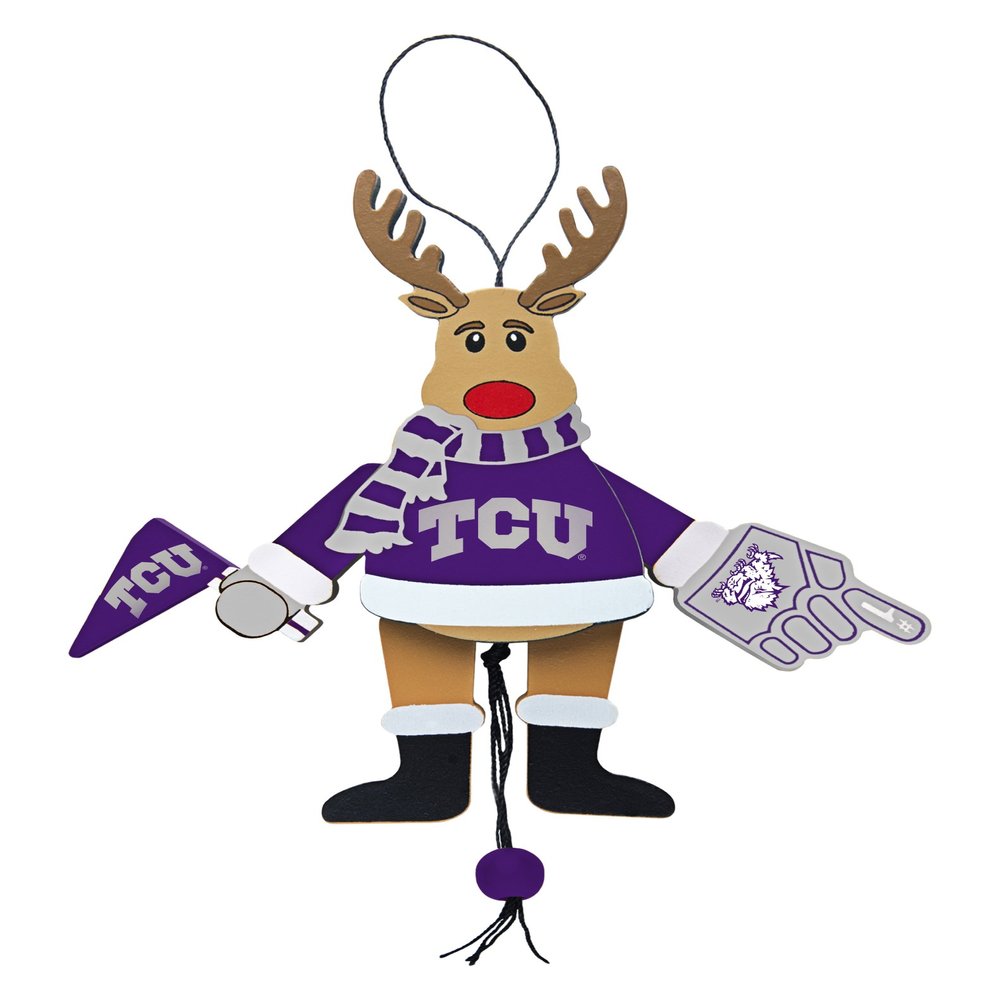 NCAA TCU Horned Frogs Wooden Cheer Ornament
