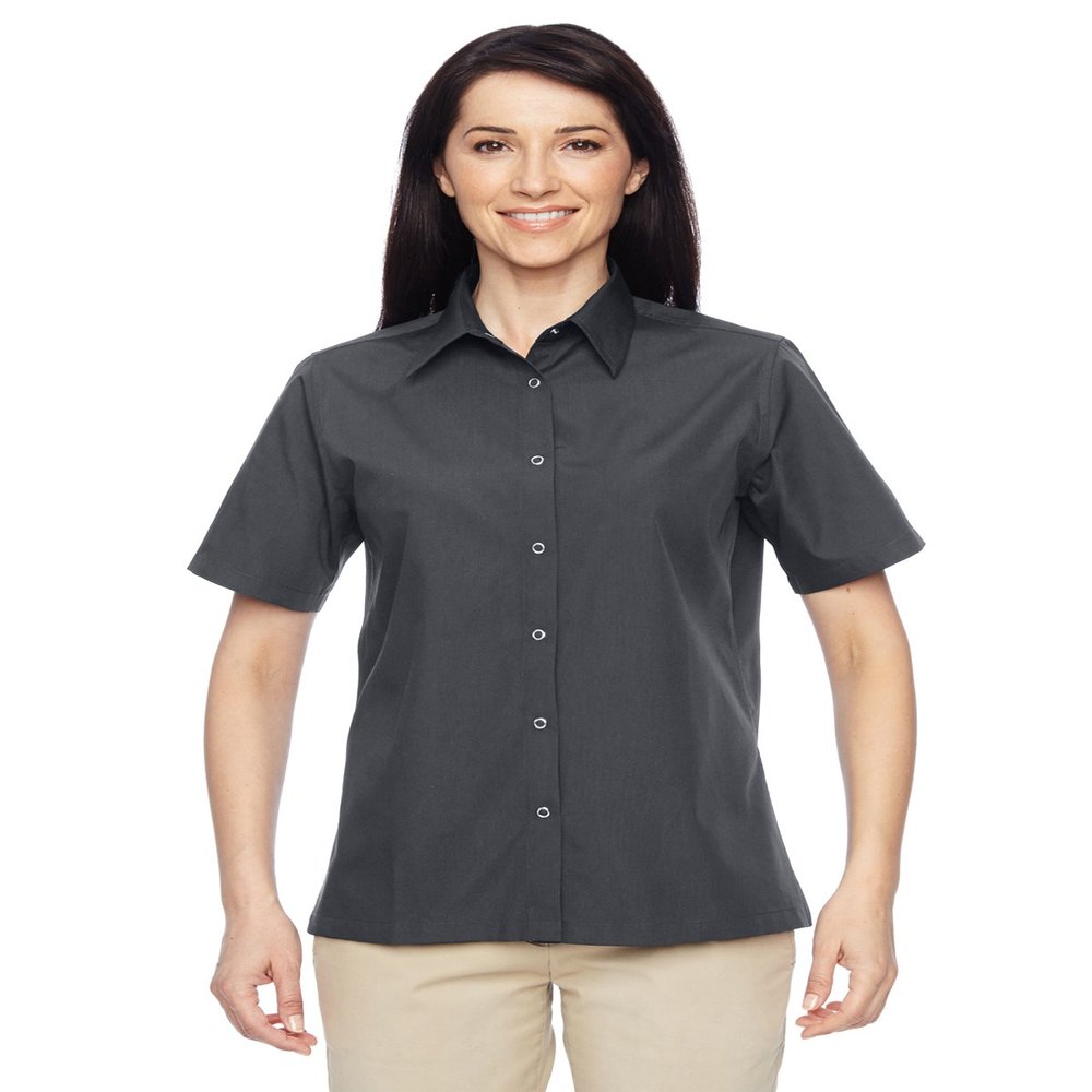 HA LAD SNAP FRONT S/S SHIRT (DARK CHARCOAL) (XL)