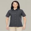 Harriton Ladies' Advantage Snap Closure Short-Sleeve Shirt M Dark Charcoal view 4