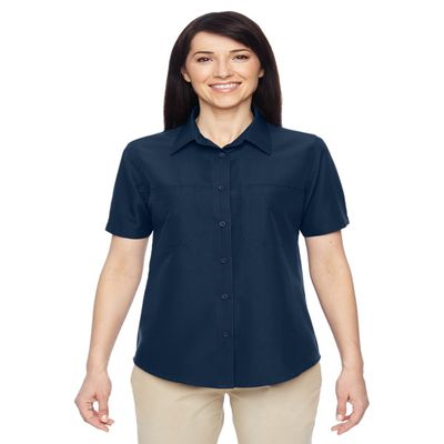 Harriton Ladies' Key West Short-Sleeve Performance Staff Shirt S NAVY