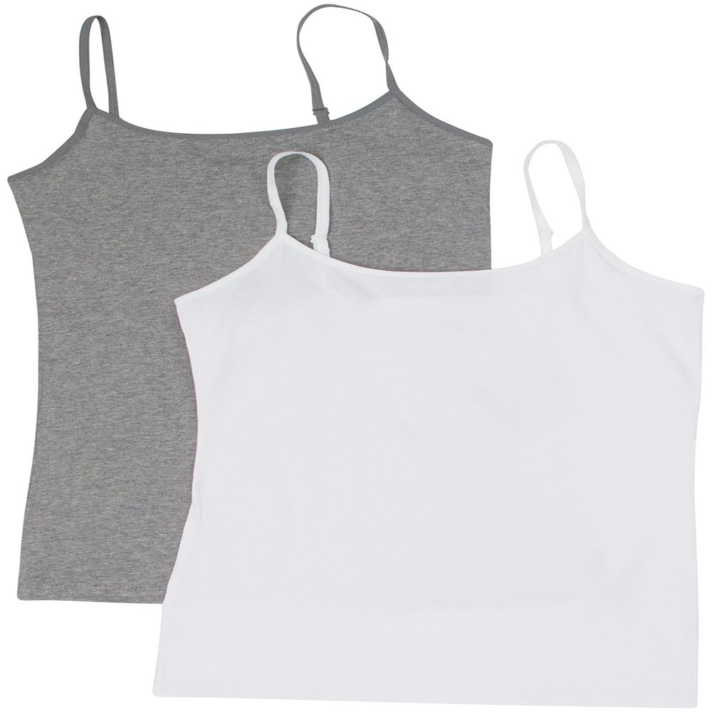2 Pack Active Basic Women's Cami Tank Top Large H Gray, White
