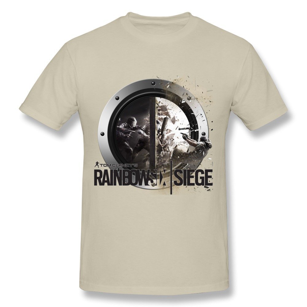 QMY Men's Cool Rainbow Six Siege T-shirts Size S Natural