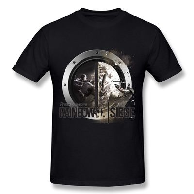 QMY Men's Retro Rainbow Six Siege T-shirts Size M Black