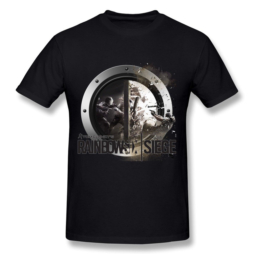 QMY Men's Retro Rainbow Six Siege T-shirts Size M Black