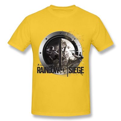 QMY Men's Geek Rainbow Six Siege T-shirts Size XXL Yellow