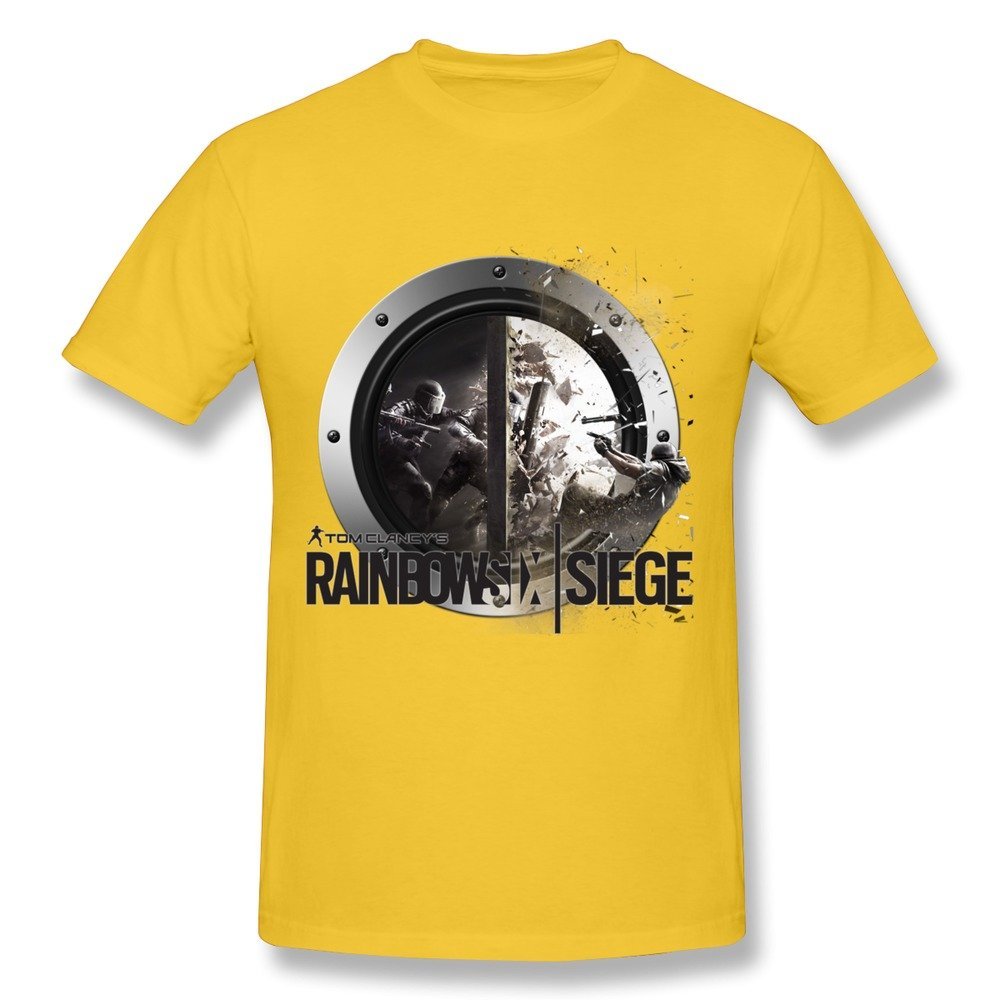 QMY Men's Geek Rainbow Six Siege T-shirts Size XXL Yellow