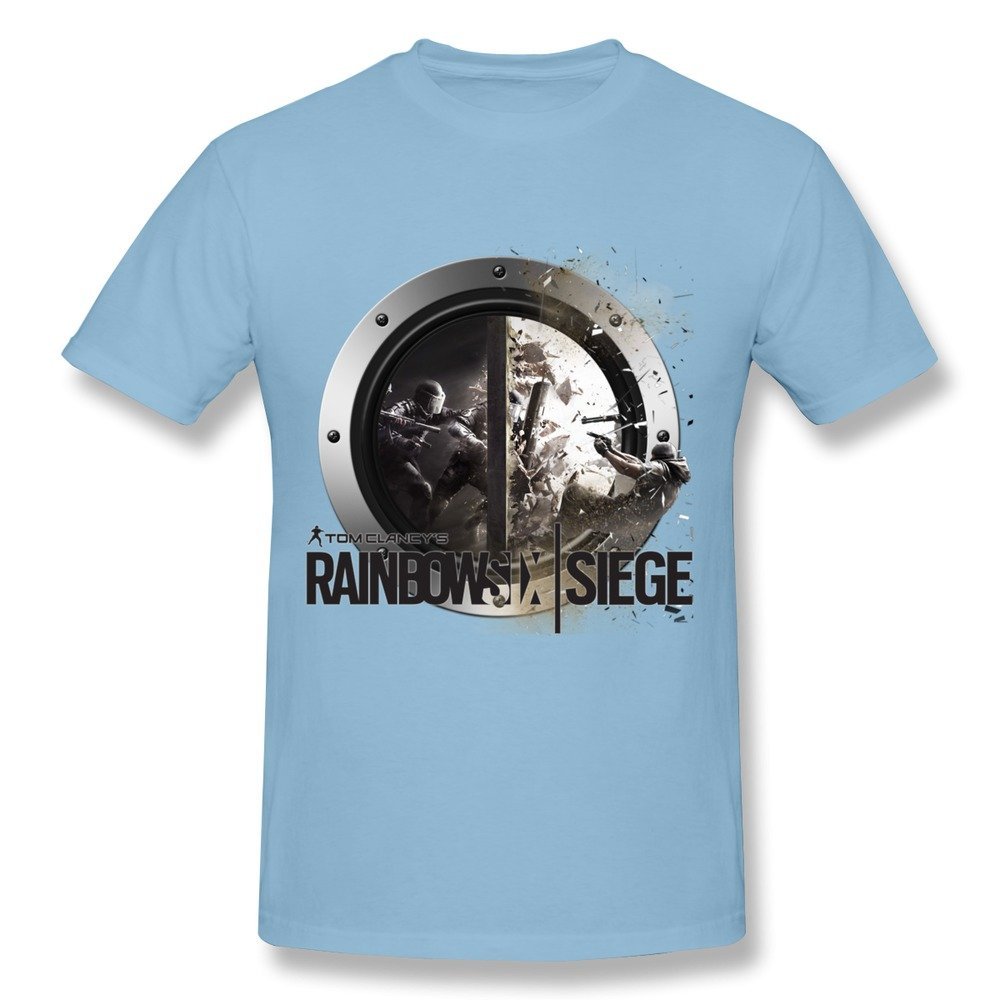 QMY Men's Funny Rainbow Six Siege T-shirts Size S SkyBlue