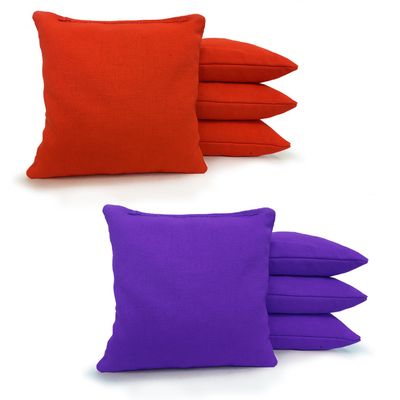 Johnson Enterprises, LLC 8 Standard Corn Filled Regulation 6"x6" Duck Cloth Cornhole Bags! (Orange/Purple)