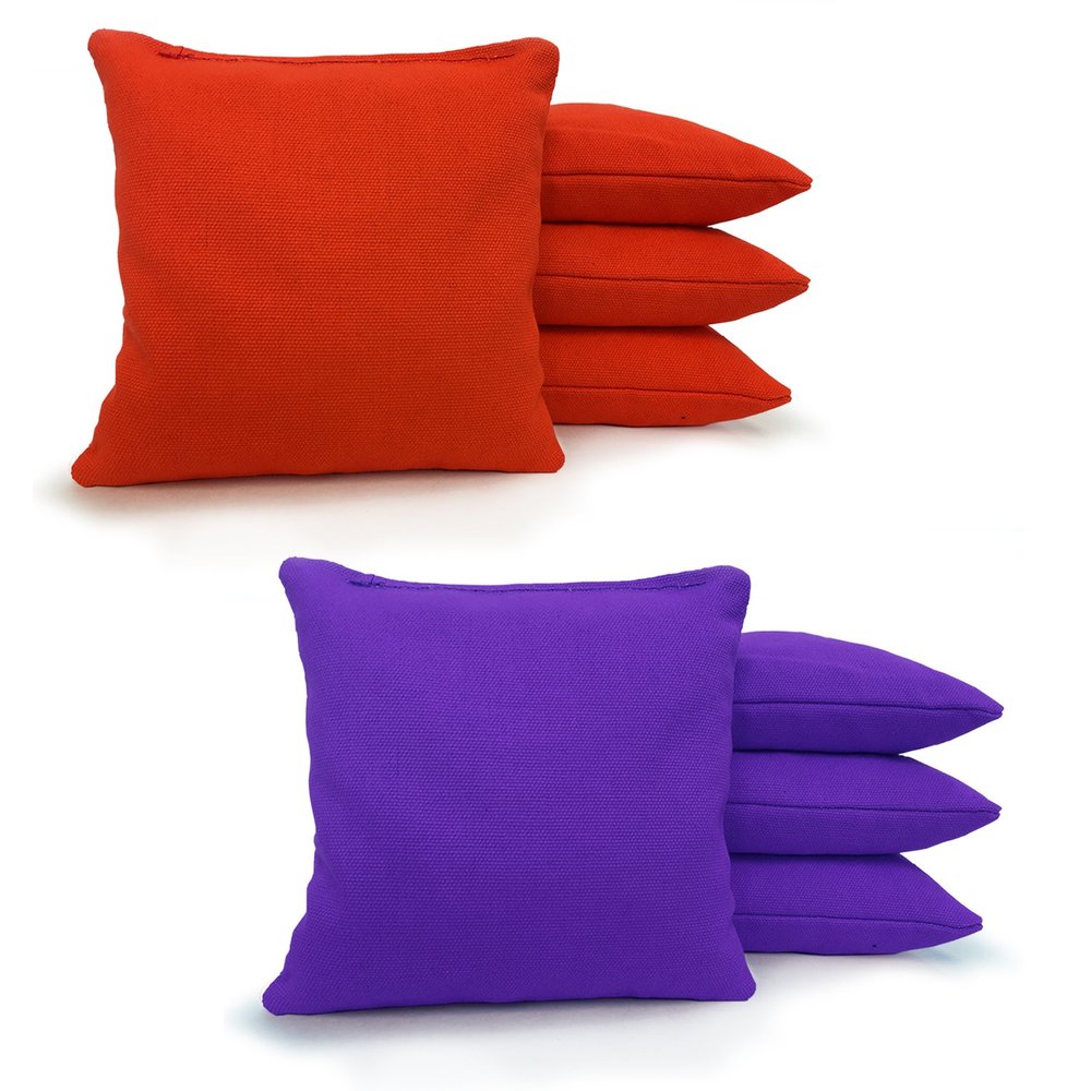 Johnson Enterprises, LLC 8 Standard Corn Filled Regulation 6"x6" Duck Cloth Cornhole Bags! (Orange/Purple)