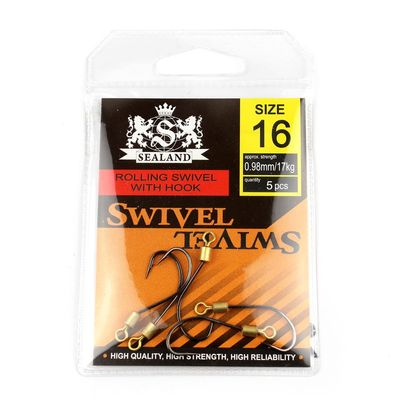 40x Fishing Swivel FY014-16 Rolling with Hook 16# Tackle Fly Coast Lock Snaps Solid Coastlock Sea Lures