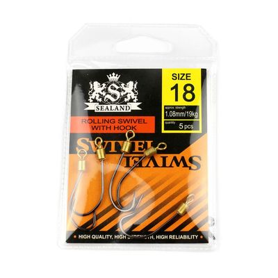 30x Fishing Swivel FY014-18 Rolling with Hook 18# Tackle Fly Coast Lock Snaps Solid Coastlock Sea Lures
