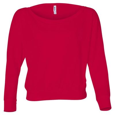 Flowy Long-Sleeve Off Shoulder T-Shirt (8850) Red, S