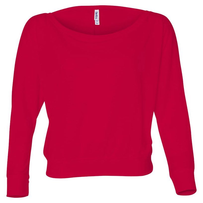 Flowy Long-Sleeve Off Shoulder T-Shirt (8850) Red, S