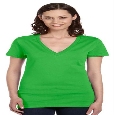 Bella Canvas Jersey Short-Sleeve Deep V-Neck T-Shirt (B6035) Neon Green, 2XL