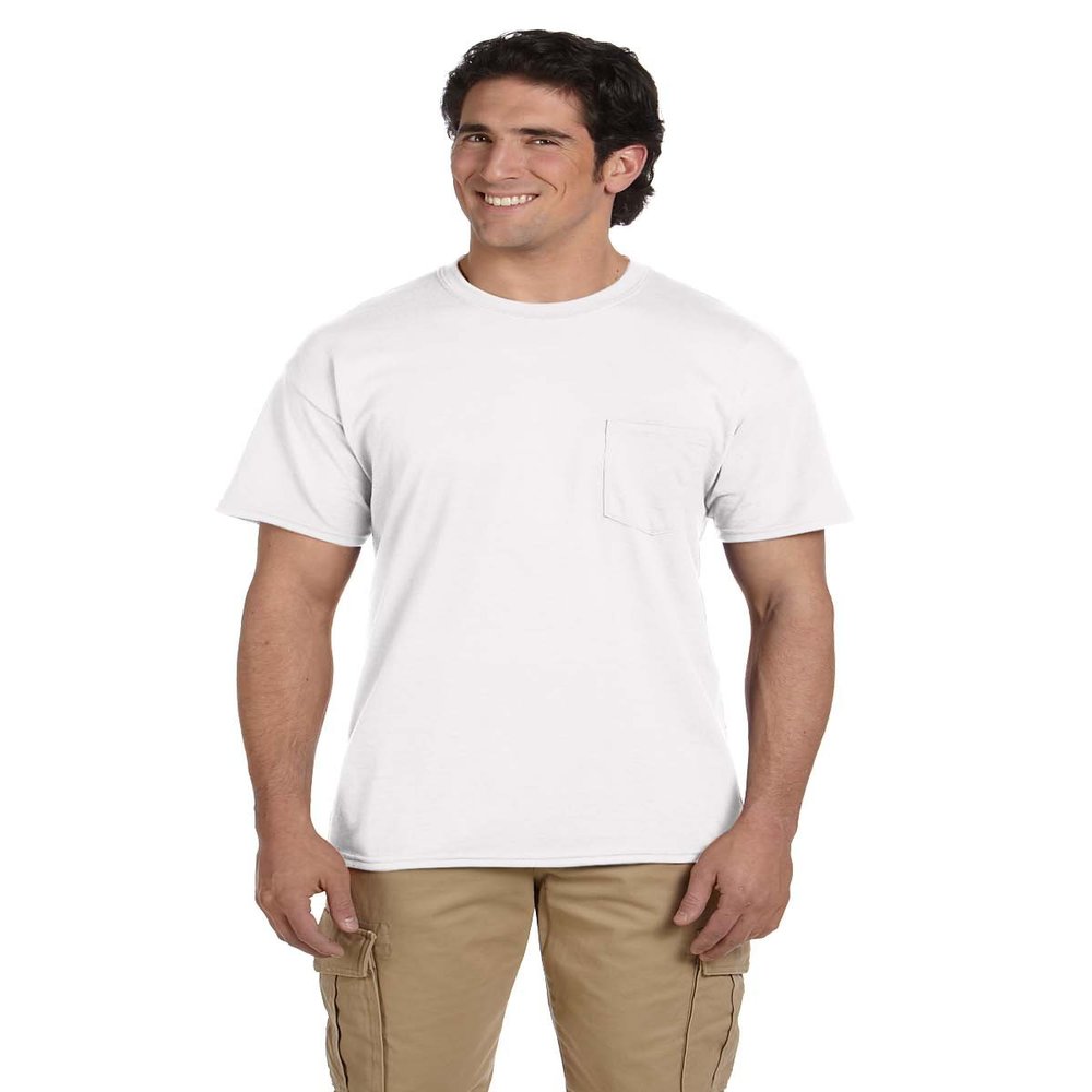 5.6 oz. 50/50 Pocket T-Shirt (G830) White, XL