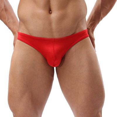 Jaxu Men's Pouch Bikini Underwear Sexy Smooth Bulge Mens Briefs Red X-Large