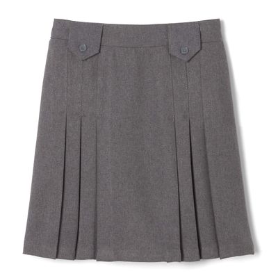 French Toast Girls' Adjustable Waist Front Tab Pleated Skirt, Heather Gray, 20