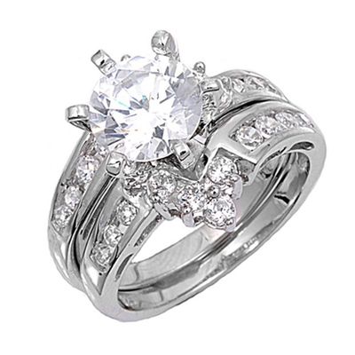 Sterling Silver Custom Engagement Ring Wedding Band Bridal Set Size 11