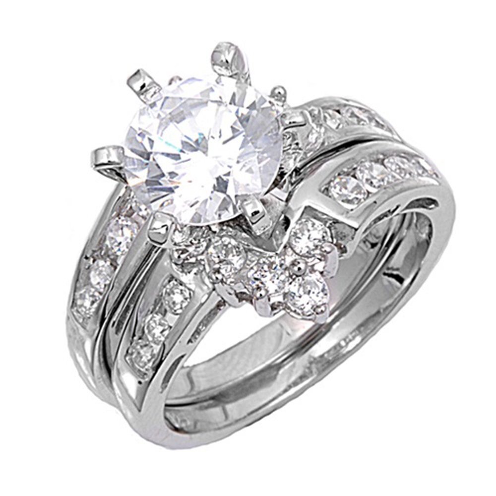 Sterling Silver Custom Engagement Ring Wedding Band Bridal Set Size 11