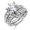Sterling Silver Custom Engagement Ring Wedding Band Bridal Set Size 11 view 2