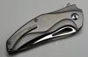 Brous Blades Exo Flipper Folder 3.5" D2 Satin Blade, Silver Titanium Handles view 3