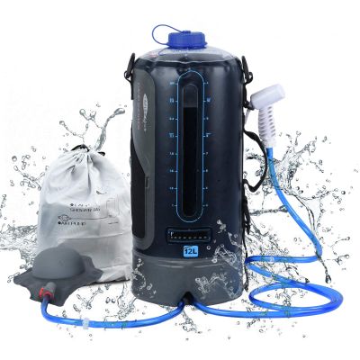 Lixada 12L/20L Water Bag Collapsible Water Container Portable Camping Shower Bag Water Bag with Air Pump for Outdoor (B)