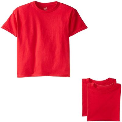 Hanes Big Boys' Nano Premium Cotton T-Shirt Pack of 3, Deep Red, Medium