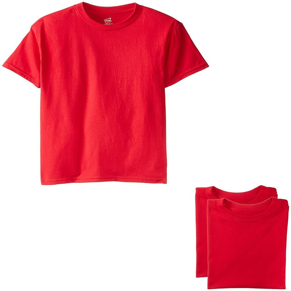 Hanes Big Boys' Nano Premium Cotton T-Shirt Pack of 3, Deep Red, Medium