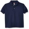 Hanes Big Boys' Short Sleeve Eco Smart Jersey Polo, Navy, Small view 1