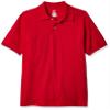 Hanes Big Boys' Short Sleeve Eco Smart Jersey Polo, Deep Red, Large view 1