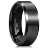 King Will 8mm Men's Black Wedding Ring - Brushed Matte Surface, Beveled Polished Edge, Comfort Fit Size 6.5 view 1