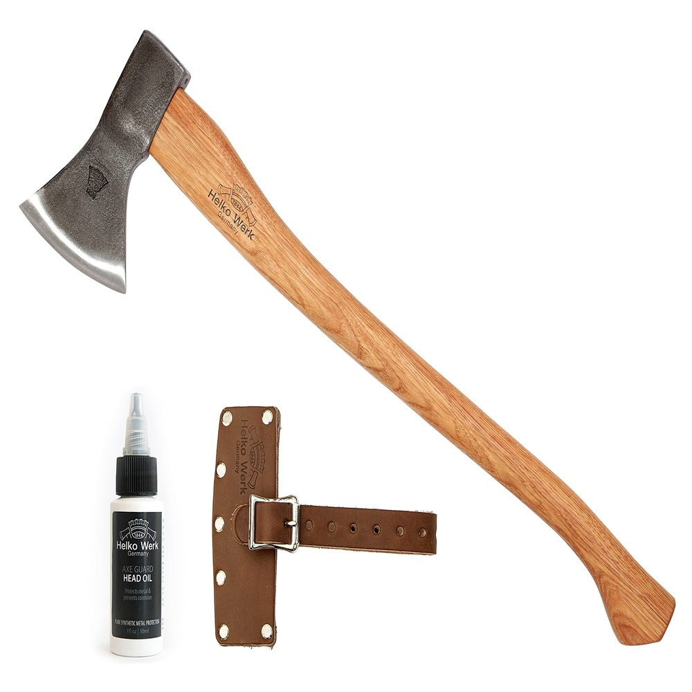 1844 Helko Werk Germany Traditional Hessen Woodworker Axe - Made in Germany Hand Forged Felling Axe and Cutting Axe, Forest Axe for Felling Tree - Head 2-3/4 lbs, Handle 28 in. (Hessen) #13563