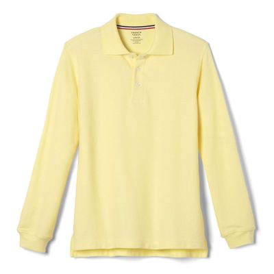 French Toast Little Boys' Long Sleeve Pique Polo, Yellow, 3T