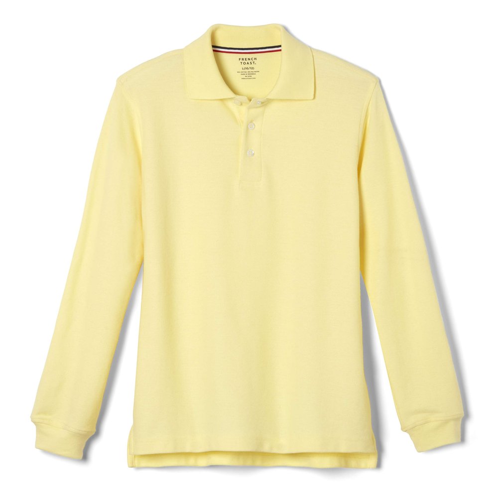 French Toast Little Boys' Long Sleeve Pique Polo, Yellow, 3T