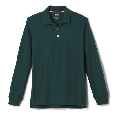 French Toast Little Boys' Toddler Long Sleeve Pique Polo, Hunter, 4T, Hunter Green