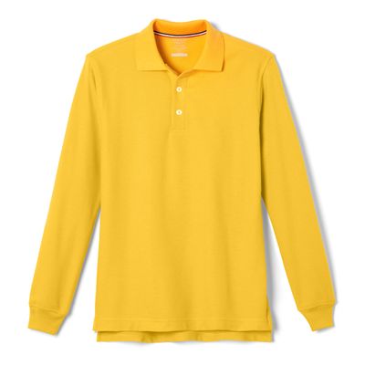 French Toast Little Boys' Long Sleeve Pique Polo, Gold, 3T