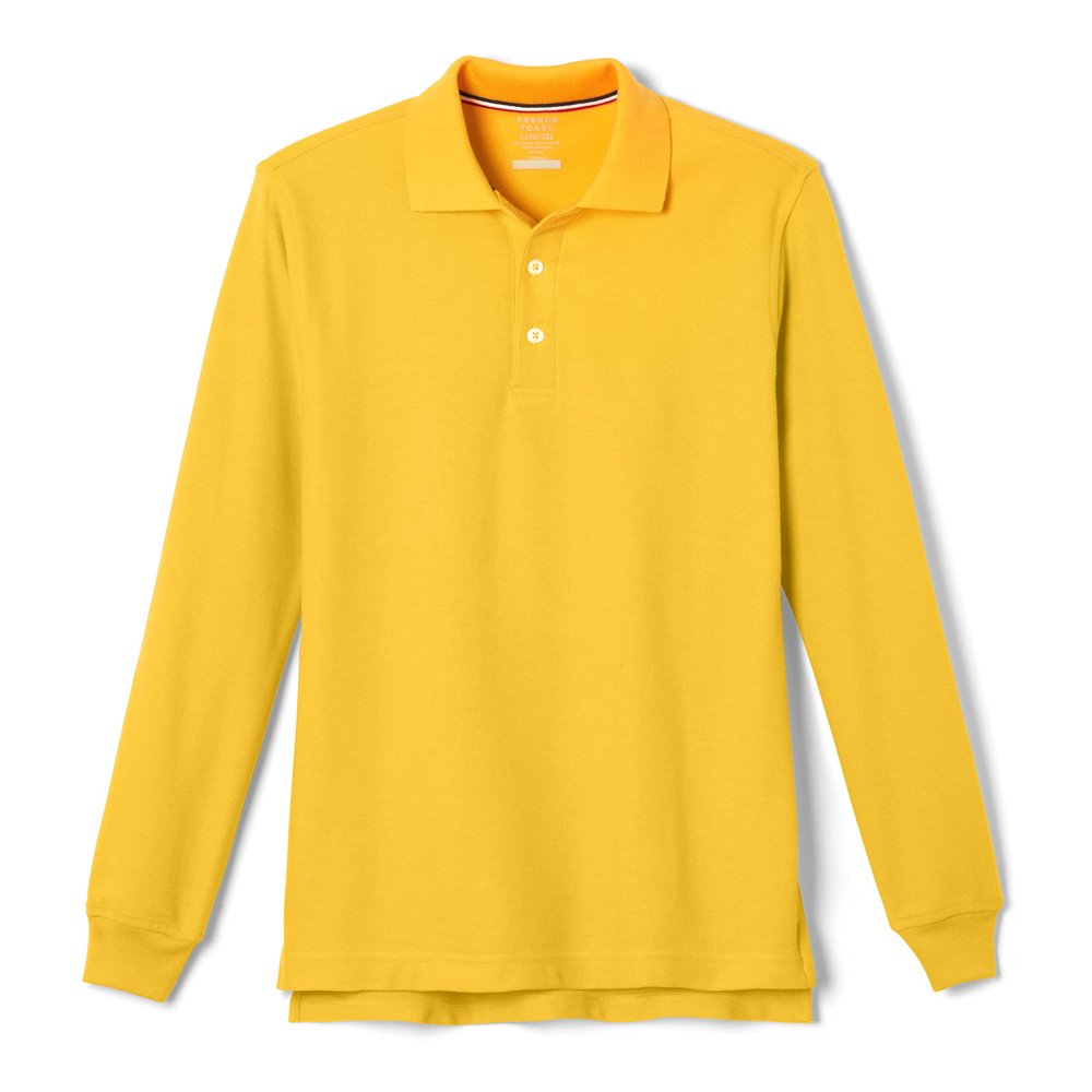 French Toast Little Boys' Long Sleeve Pique Polo, Gold, 3T
