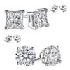 2 Pairs Combo Princess and Round Cubic Zirconia Stud Earrings 1.00 Carat Total Weight view 1