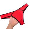Jaxu Men's Splice Briefs Holes Bound Bikini Gay Underwear Mini Boxer Brief Pants Red M view 3