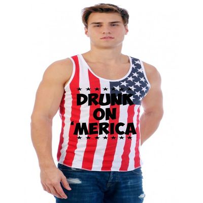 ALLNTRENDS Men's USA Flag Drunk on Merica 4th of July (XXL)