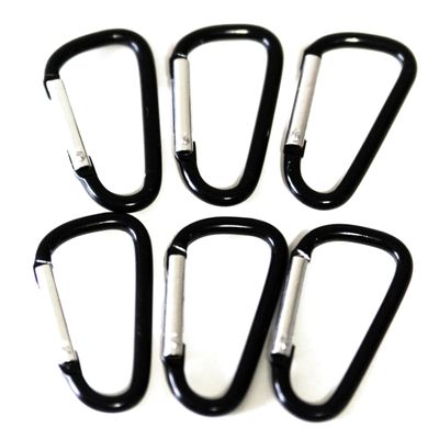100pcs Aluminum D Shaped Carabiner Belt Clip 1-7/8" Key Chains - Black Color