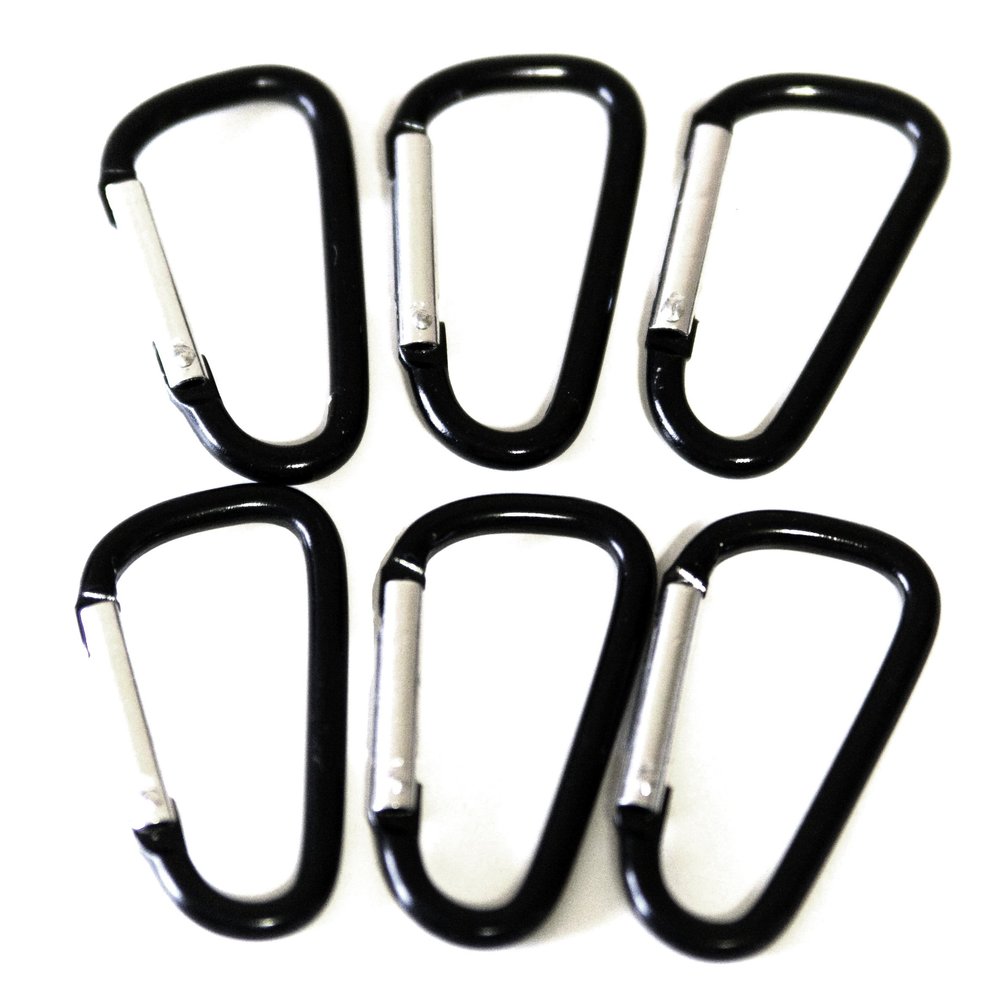 100pcs Aluminum D Shaped Carabiner Belt Clip 1-7/8" Key Chains - Black Color