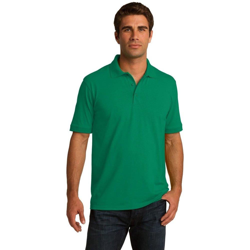 Clothe Co. Men's Big and Tall Polo Shirt, Men's Tall Polo Short Sleeve Performance Cotton Blend, Kelly, LT