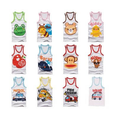 Buy Home Infant Toddlers Baby 100% Cotton 5 Pack Cartoon Japanese Vest Tank Sleeveless Top Set (2T, Assorted Color for Girl)