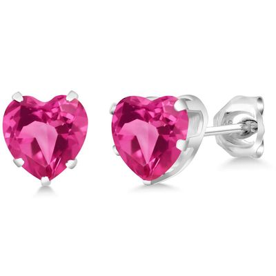 Gem Stone King 6MM Heart Shape Gemstone Birthstone Stud Earrings | 925 Sterling Silver | Heart Earrings For Women Men | Fine Jewelry Gifts for Her Mom Women Wife