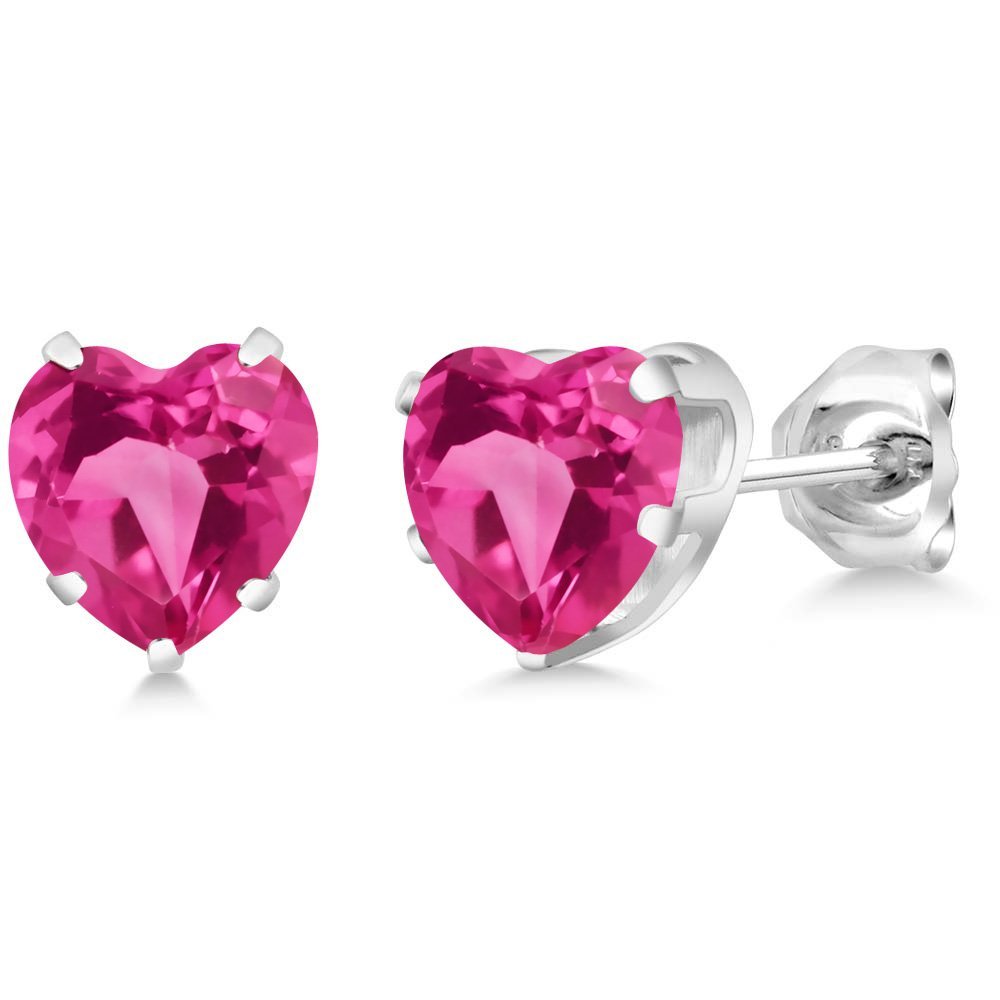 Gem Stone King 6MM Heart Shape Gemstone Birthstone Stud Earrings | 925 Sterling Silver | Heart Earrings For Women Men | Fine Jewelry Gifts for Her Mom Women Wife