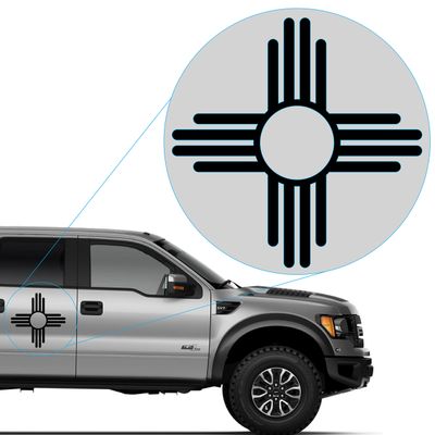 Yoonek Graphics New Mexico Flag Logo Decal Sticker for Car Window, Laptop and More. #573 (12" x 12", Black)