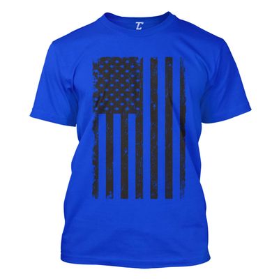 Distressed Black USA Flag - United States Men's T-Shirt (Royal, XXX-Large)