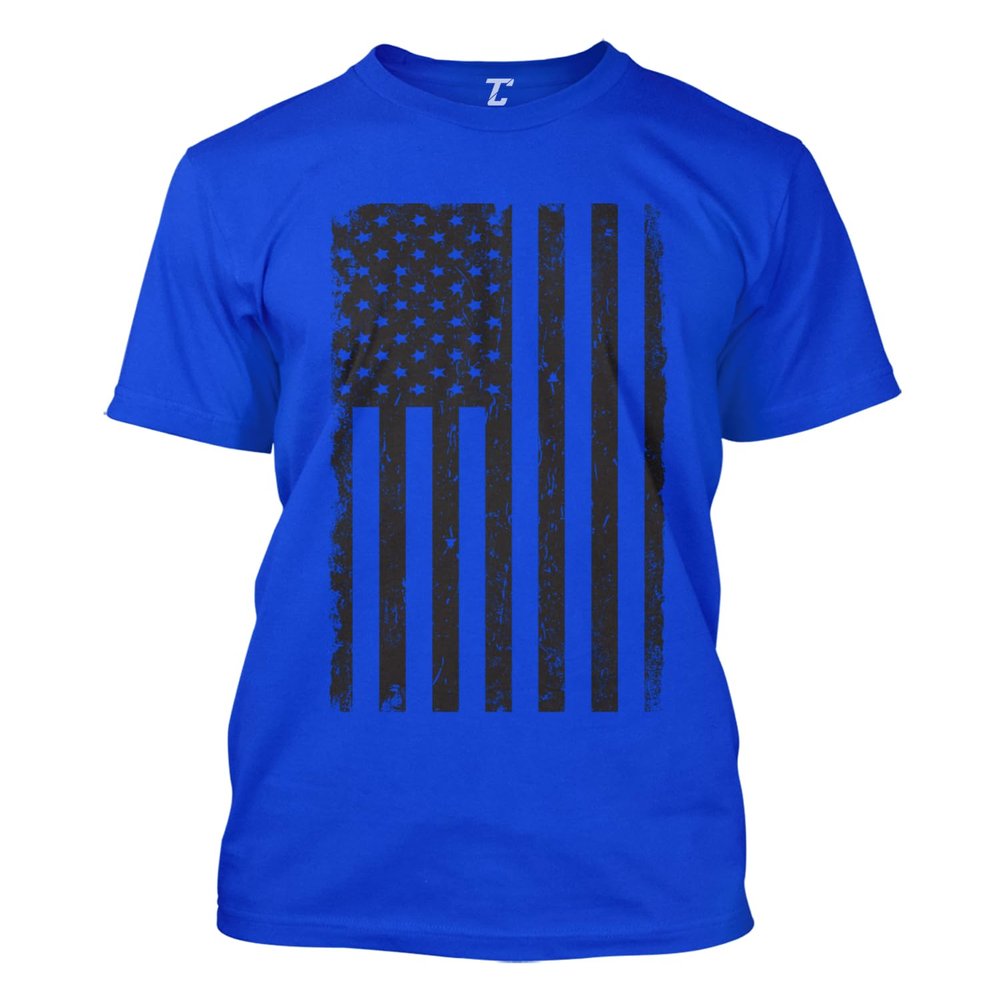 Distressed Black USA Flag - United States Men's T-Shirt (Royal, XXX-Large)