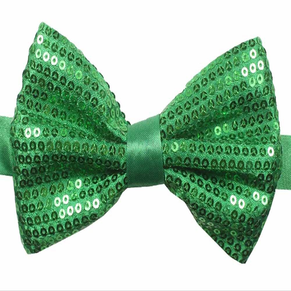Novelty Mens Adjustable Tuxedo Sequin Green Bowtie Adjustable Elastic Strap Bowtie